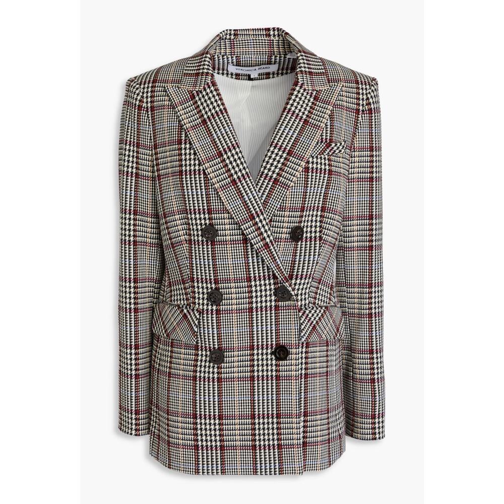 Veronica Beard Ellette Dickey Jacket Black White Multi Plaid Blazer Size 10